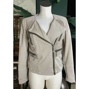 l’arelier Women’s medium brown cotton blend Zip Front Moto jacket